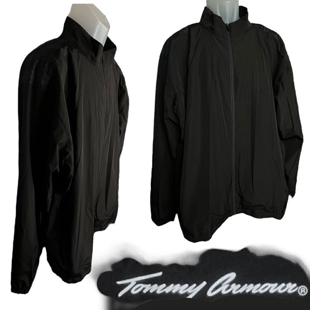 Tommy Armour Golf Jacket Men's XXL Long Sleeve Full Zip Black Windbreaker Jacket